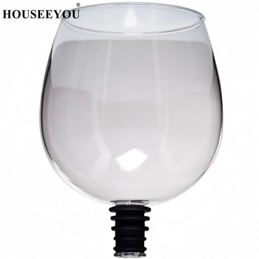 HOUSEEYOU Creative Red Wine Champagne Glass Cup with Silicone Seal Drink Directly from Bottle Crystal Glasses Cocktail Mug 260ML My StoreI bought three.