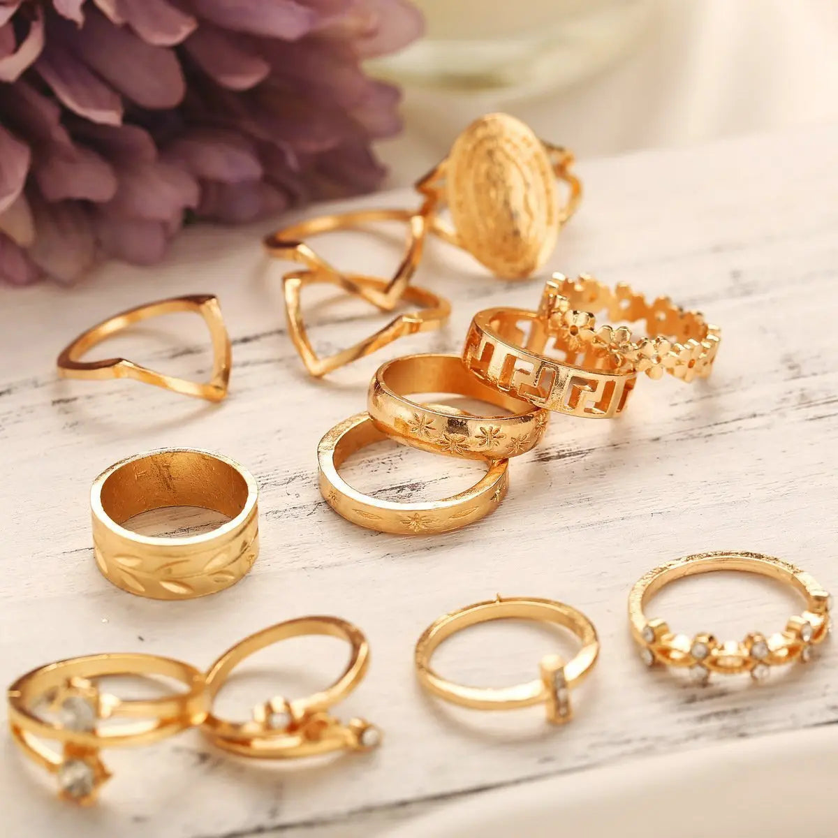 13 Piece Medallion Ring Set With Austrian Crystals 18K Gold Plated Ring ITALY Design My StoreI bought three.