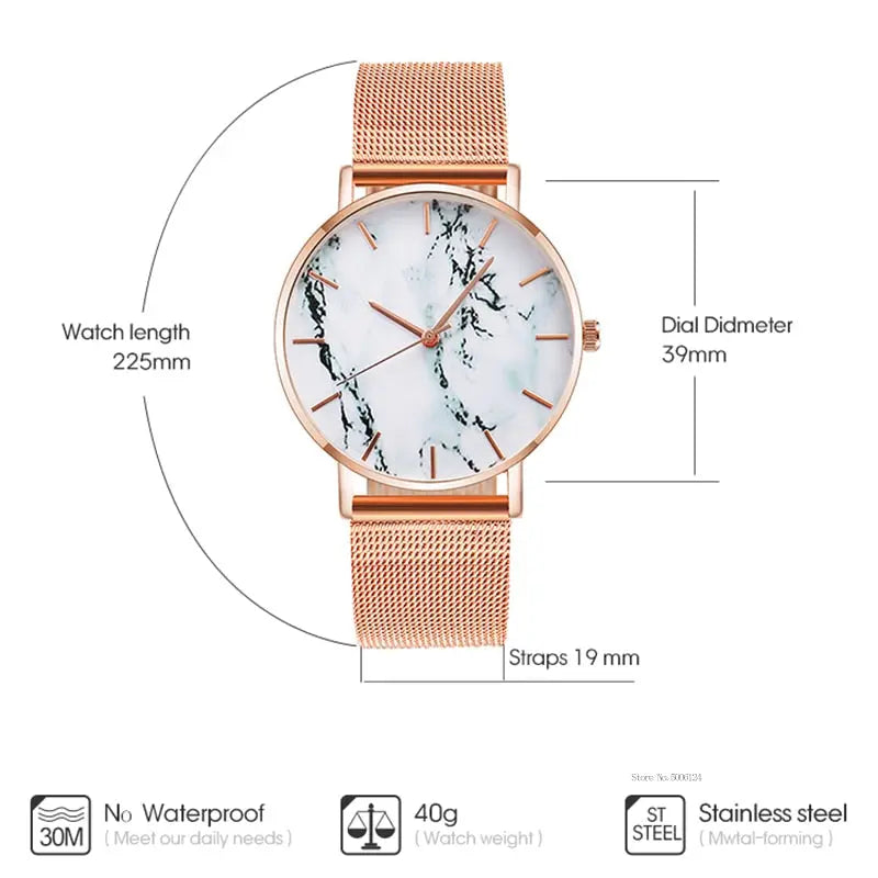 Fashion Rose Gold Mesh Band Creative Marble Female Wrist Watch Luxury Women Quartz Watches Gifts Relogio Feminino Drop Shipping My StoreI bought three.