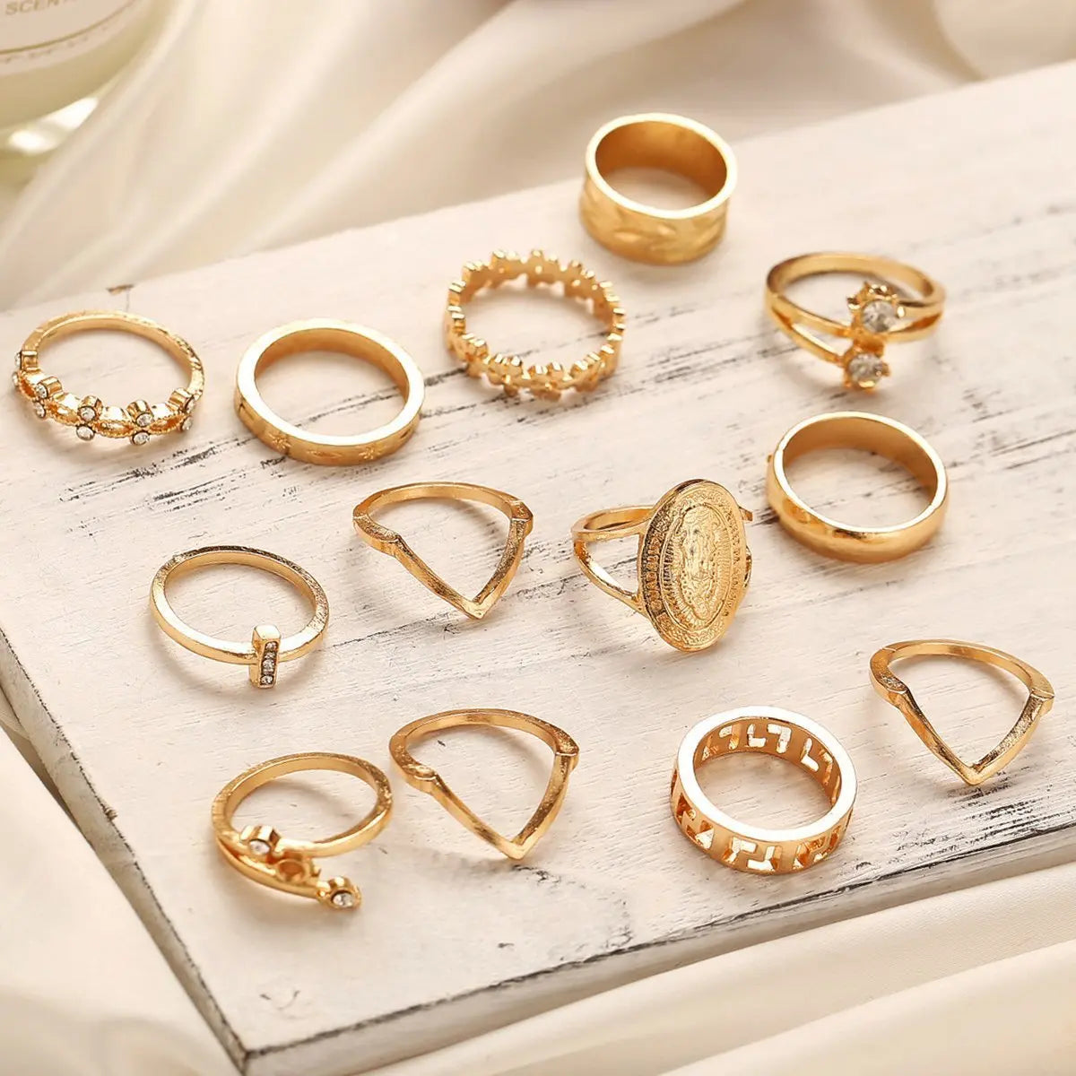 13 Piece Medallion Ring Set With Austrian Crystals 18K Gold Plated Ring ITALY Design My StoreI bought three.