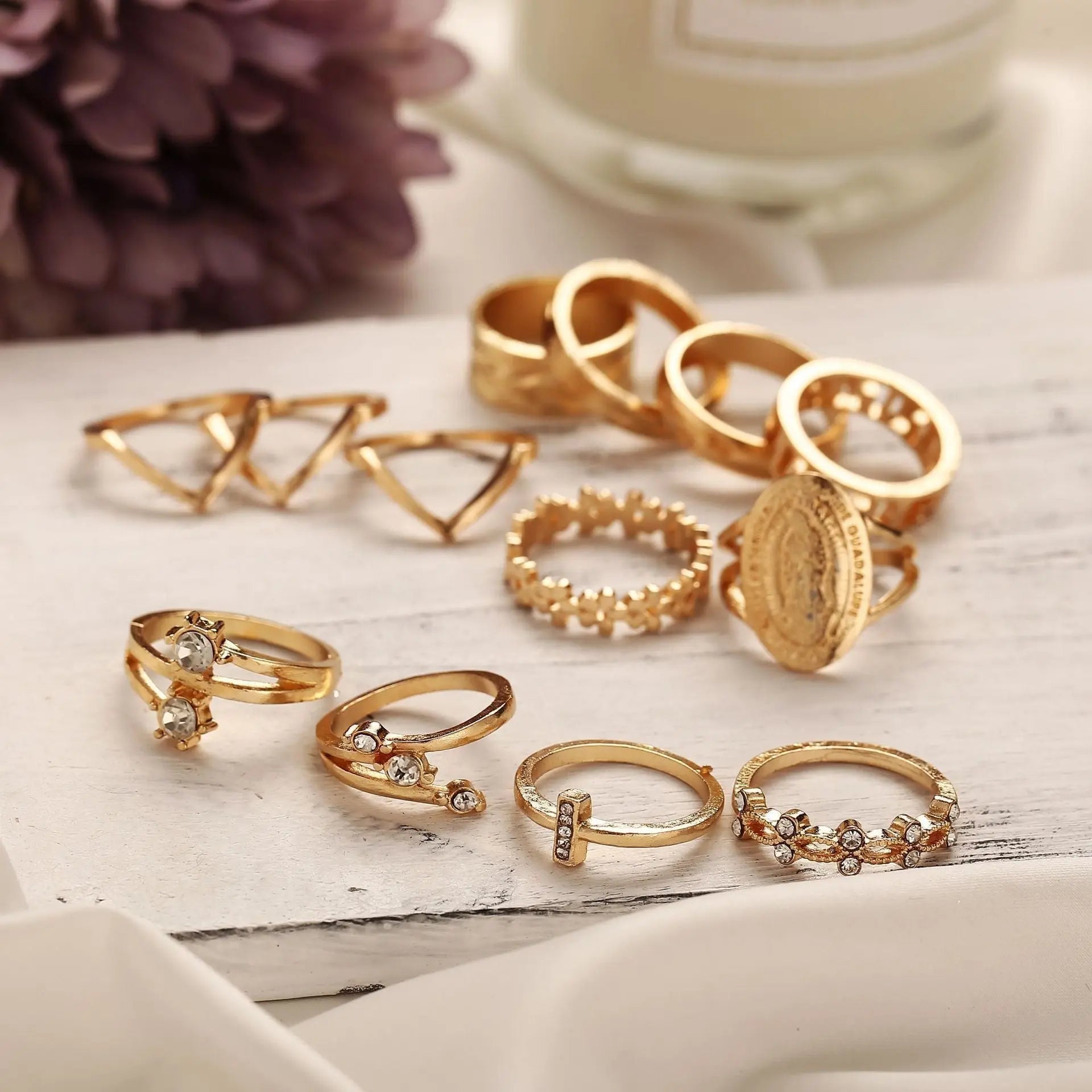 13 Piece Medallion Ring Set With Austrian Crystals 18K Gold Plated Ring ITALY Design My StoreI bought three.