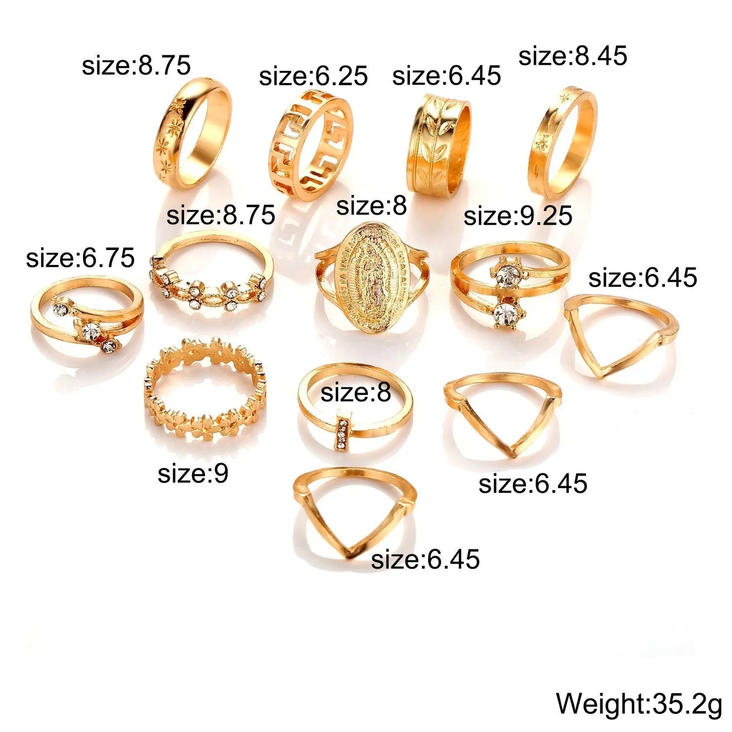 13 Piece Medallion Ring Set With Austrian Crystals 18K Gold Plated Ring ITALY Design My StoreI bought three.